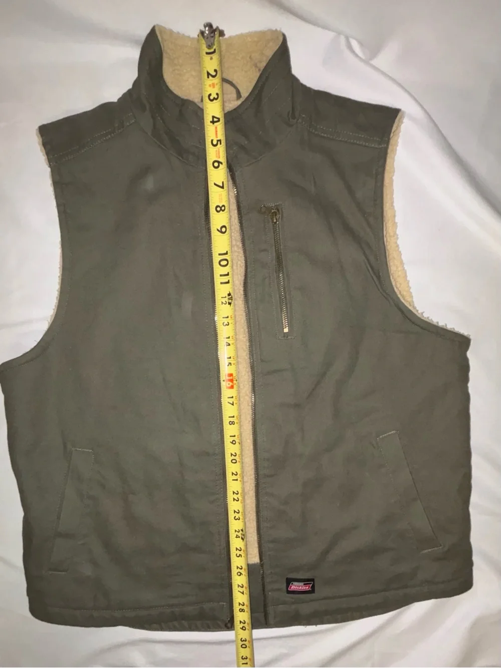 Dickies Mens Sherpa Lined Canvas Work Vest Sage Green Size L
